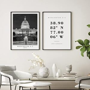 Dear Mapper Washington DC United States View Abstract Road Modern Map Art Minimalist Painting Black and White Canvas Line Art Print Poster Art Print Poster Home Decor (Set of 3 Unframed) (16x24inch)