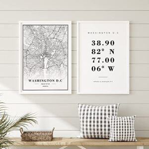 Dear Mapper Washington DC United States View Abstract Road Modern Map Art Minimalist Painting Black and White Canvas Line Art Print Poster Art Print Poster Home Decor (Set of 3 Unframed) (16x24inch)