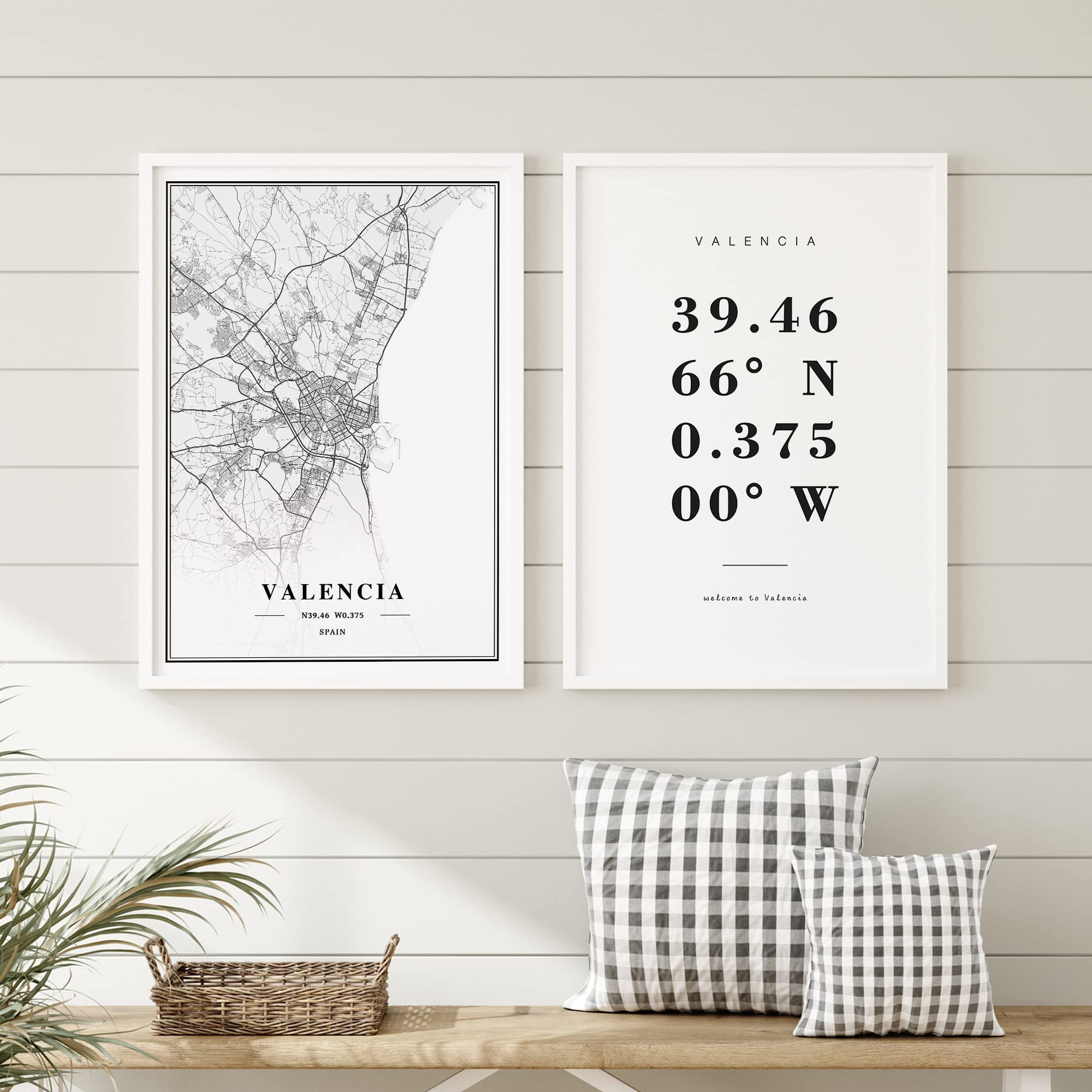 Dear Mapper Valencia Spain View Abstract Road Modern Map Art Minimalist Painting Black and White Canvas Line Art Print Poster Art Print Poster Home Decor (Set of 3 Unframed) (16x24inch)
