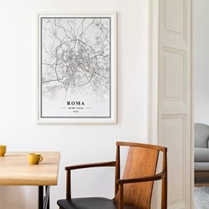 Dear Mapper Roma Italy View Abstract Road Modern Map Art Minimalist Painting Black and White Canvas Line Art Print Poster Art Print Poster Home Decor (Set of 3 Unframed) (16x24inch)