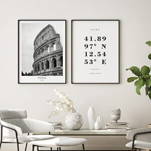 Dear Mapper Roma Italy View Abstract Road Modern Map Art Minimalist Painting Black and White Canvas Line Art Print Poster Art Print Poster Home Decor (Set of 3 Unframed) (16x24inch)