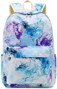 school backpack for teen girls bookbags elementary high school marble laptop bags women travel daypacks (marble blue)