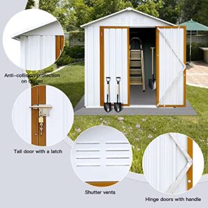 Goohome Sheds & Outdoor Storage, Utility Metal Garden Storage Shed 4x6 Ft, Anti-Corrosion Storage House with Single Lockable Door, Tool Storage Outdoor Shed for Backyard Garden Patio Lawn Furniture
