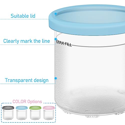 Ice Cream Pint Container and Lid,16oz Cups Compatible with NC301 NC300 NC299AMZ Series Ice Cream Maker,1 Pint Each,Replacement for Ninja Creami Pint,Dishwasher Safe & BPA-Free, 1 PCS Blue