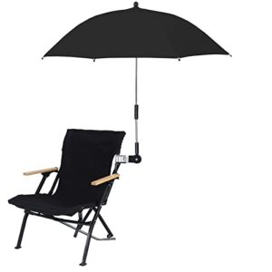 tita-dong 32 inch uv protection beach chair umbrella, water proof chair umbrella with clamp, universal adjustable beach chair umbrella for beach chair stroller wheelchair patio(black)