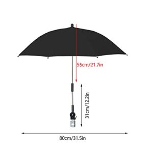 TITA-DONG 32 Inch UV Protection Beach Chair Umbrella, Water Proof Chair Umbrella with Clamp, Universal Adjustable Beach Chair Umbrella for Beach Chair Stroller Wheelchair Patio(Black)