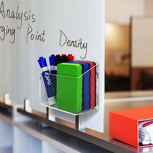 Magnetic Glass Whiteboard Marker Holder, Magnetic Pen Holder, Magnetic Dry Erase Marker Holder, Whiteboard Marker Holder Magnetic Marker Holder for Fridge, Whiteboard, Office, Home, 1 Pack,Transparent