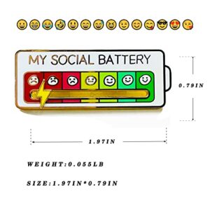 SLINHEWEI Social Battery Pin 2.0-2023 NEW funny pins,enamel pins, Mood Expressing Pin For Introverts ， Perfect for 7 Days a Week！ (Black)