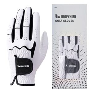 lrofyhizk men's golf gloves sheepskin+pu soft fit anti-slip durable breathable cool white left hand pack of 1 (medium/large)