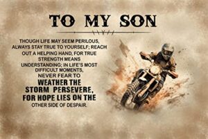 poster persevere with strength and understanding - motorcycle wall art with inspiring message for my son 813949