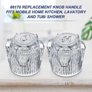 Dreyoo Shower Knob Replacement Compatible with Phoenix Mobile Home Sink &Tub/Shower, Acrylic Bathtub Knobs Parts Clear Faucet Handles with 17pt Spline Point Broach Center Hole(1 Pair)