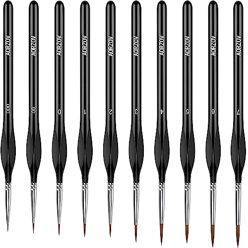 Detail Paint Brush Set - 10PCS Miniature Painting Brushes, Micro Paint Brushes for Fine Detailing & Art Painting - Acrylic, Watercolor, Oil, Model Painting, Warhammer 40k Miniature Figure by AORZOV