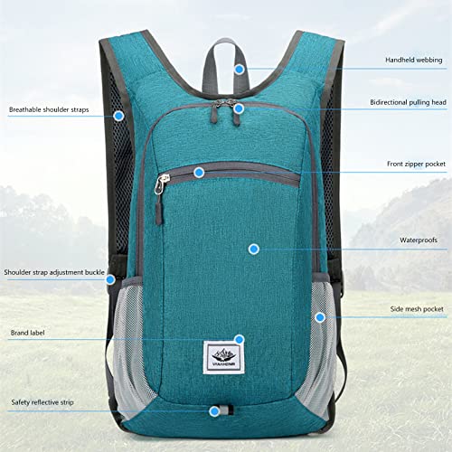 asUwish 12L Hiking Backpack Ultralight Lightweight Packable Hiking Backpacks Water Resistant Folding Daypack for Travel (Blue)