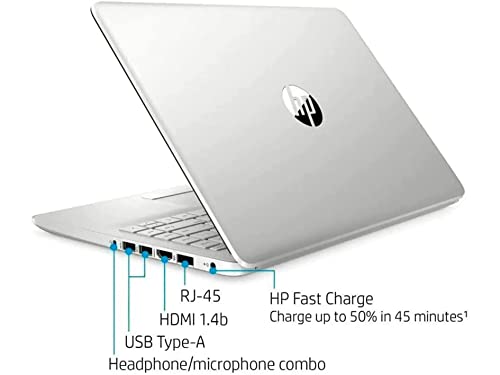 HP 2022 14" FHD IPS Display Laptop, AMD Ryzen 3-3250U, 32GB RAM, 1TB PCIe SSD, AMD Radeon Graphics, True Vision HD Camera, Wi-Fi 5, Bluetooth, Win 11, Silver, 32GB Snow Bell USB Card