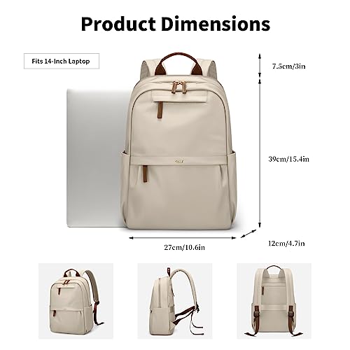 GOLF SUPAGS Laptop Backpack for Women Work Travel Backpacks Computer Bag Casual Daypack Fits 14 Inch Notebook (Apricot)