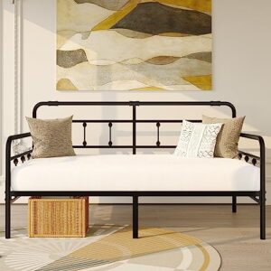 ponsalion daybed-frame-twin-size-metal-day-beds-with-headboard - heavy duty steel slats,no box spring needed,sofa bed for living room guest room(black)