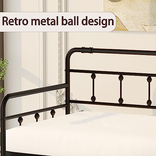 Ponsalion Daybed-Frame-Twin-Size-Metal-Day-Beds-with-Headboard - Heavy Duty Steel Slats,No Box Spring Needed,Sofa Bed for Living Room Guest Room(Black)