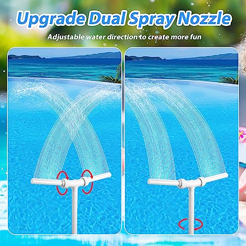 SAVITA Pool Fountain, Adjustable Water Fountain Dual Spray Swimming Pool Fountain with Adapter for Outdoor Inground and Above Ground Pools for 1.5/2.2inch Return Sprinklers