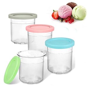 ghqyp ice cream pint containers, for ninja creamy pints lids, 16oz creami deluxe safe and leak proof compatible with nc299amz,nc300s series ice cream makers
