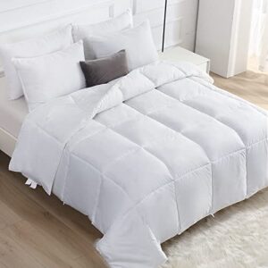 JOLLYVOGUE Down Comforter King Size, Down Duvet Insert for All Season with Corner Tabs ＆ Box Stitched Quilted White(102x90 Inches)