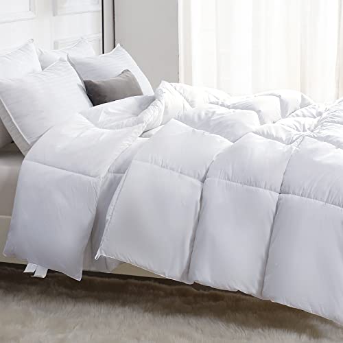 JOLLYVOGUE Down Comforter King Size, Down Duvet Insert for All Season with Corner Tabs ＆ Box Stitched Quilted White(102x90 Inches)