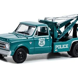 1967 Chevy C-30 Dually Wrecker Tow Truck Green NYPD New York City Police Department Dually Drivers 1/64 Diecast Model Car by Greenlight 46120 A