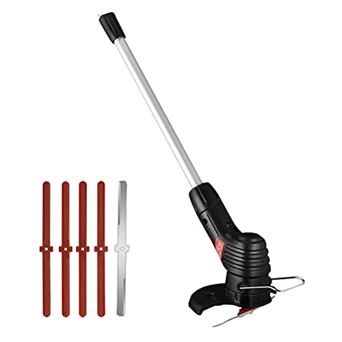 Strimmer Cordless, Electric Cordless Grass Trimmer Rechargeable Weed Strimmer Cutter Tool with Blades, Lightweight Garden Electric Strimmer with Adjustable Telescopic Long Handle (US Plug)