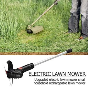 Strimmer Cordless, Electric Cordless Grass Trimmer Rechargeable Weed Strimmer Cutter Tool with Blades, Lightweight Garden Electric Strimmer with Adjustable Telescopic Long Handle (US Plug)