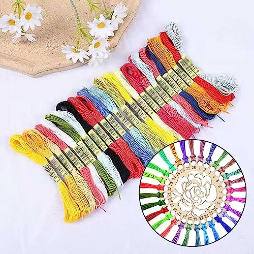 Honbay 3PCS Wooden Embroidery Floss Organizer Cross Stitch Floss Holder Wooden Board Sewing Floss Accessories with Holes for Craft DIY Sewing Storage (3 Style)