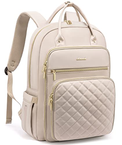 LOVEVOOK Laptop Backpack for Women, 15.6 Inch Computer Backpack for Teacher Nurse with 3-Proof Fabric, Lightweight Travel Work Backpack with USB Charging Port, Quilted Commuter Backpack purse