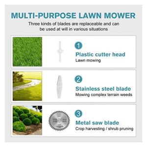 Cordless Lawn Mower Electric Grass Trimmer 21V 900W Cordless Lawn Mower Length Adjustable Cutter Household Garden Tools (Color : E Bilateral Wheel, Size : Small)