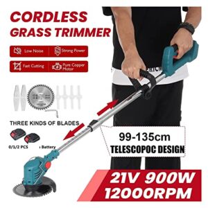 Cordless Lawn Mower Electric Grass Trimmer 21V 900W Cordless Lawn Mower Length Adjustable Cutter Household Garden Tools (Color : E Bilateral Wheel, Size : Small)