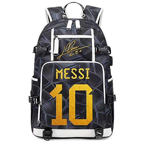 ELFJE Soccer Player M-essi Individualized Laser Mechanical Laptop Multifunction Backpack Travel Daypack Fans Bag