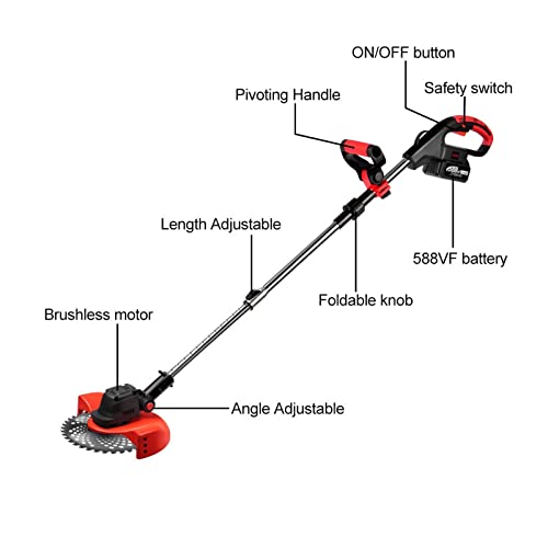 Cordless Lawn Mower 4000W Brushless Cordless Lawn Mower 36000RPM Electric Grass Trimmer Adjustable Garden Tools (Color : Without Battery, Size : H)