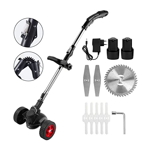 Cordless Lawn Mower Foldable Cordless Electric Lawn Mower Adjustable Handheld Garden Cutting Power Tool for 12V Battery Lawn Trimmer (Color : Lawn Mower Set 2, Size : D)