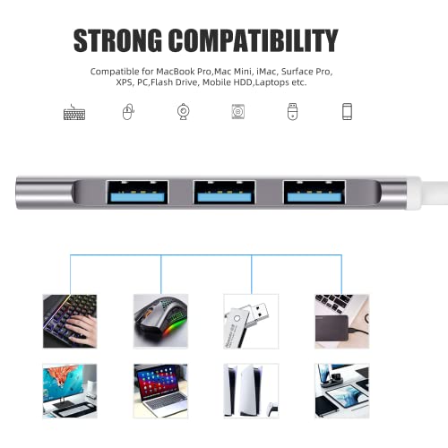 USB 3.0 hub, Eanetf 4 Port USB 3.0 Hub Expander, Ultra Slim Portable Data Hub for MacBook, Mac Pro, Mac Mini, iMac, Surface Pro, XPS, PC,Console, Printer, Camera,Keyborad