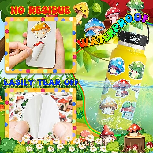 100 PCS Cute Stickers Pack,Cartoon Mushroom Stickers for Kids Boys Girls,Waterproof Aesthetic Stickers for Water Bottle Laptop Scrapbook Notebook Skateboard