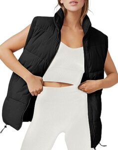 automet puffer vest women sleeveless winter zip up outerwear warm puffer lightweight stand-up collar down with pocket fall outfits 2023