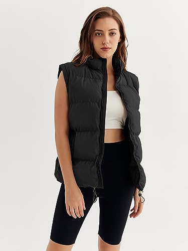 AUTOMET Puffer Vest Women Sleeveless Winter Zip Up Outerwear Warm Puffer Lightweight Stand-up Collar Down with Pocket Fall Outfits 2023