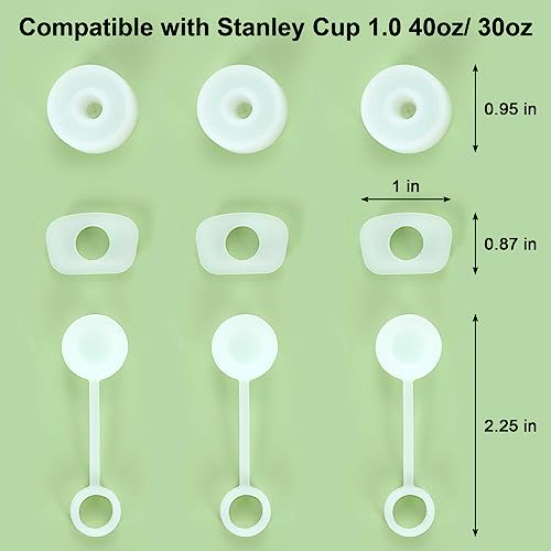 9 PCS Silicone Spill Proof Stopper Set for Stanley Cup, Stanley Cup Spill Proof Stopper Include 3 Straw Lids 3 Square Spill Stoppers And 3 Round Spill Stoppers For Stanley 40oz 30oz