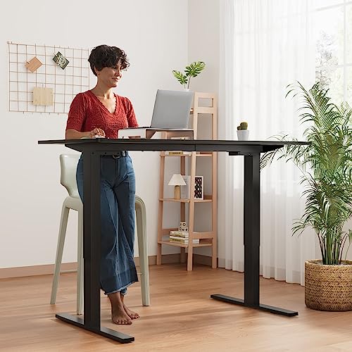 Shahoo Heavy Duty Dual Motor Height Adjustable Desk Frame Electric Sit Stand with 3 Programmable Memory for Home Office, Black