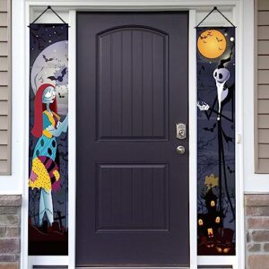 nightmare before christmas nightmare before christmas, nightmare before christmas halloween party hanging banner front door sign decorations