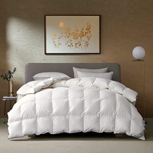 krt luxurious goose feathers down comforter cal-king size solid white lightweight duvet insert 100% cotton cover with 8 corner tabs summer cooling blanket (white, california king lightweight)
