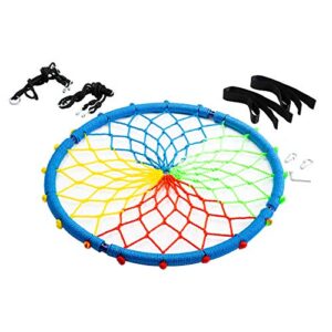 walsport 40” spider web tree swing outdoor saucer tree swing 330lb weight capacity outdoor swing for kids adults extra safe and durable easy to install red&yellow&blue&green