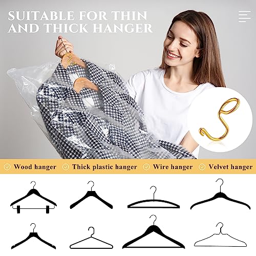 Hicarer 100 Pack Clothes Hanger Connector Hooks Metal Velvet Hanger Extender Hooks Cascading Hanger Hooks for Clothes Mini Metal Outfit Hangers Extender Clips for Saving Closet Wardrobe Organizer Gold