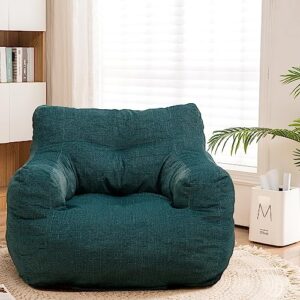 recaceik bean bag chairs, soft cotton linen bean bag chair with filler, fluffy lazy sofa, comfy cozy beanbag chair with memory foam for small spaces, bedroom, living room, dorm, teal