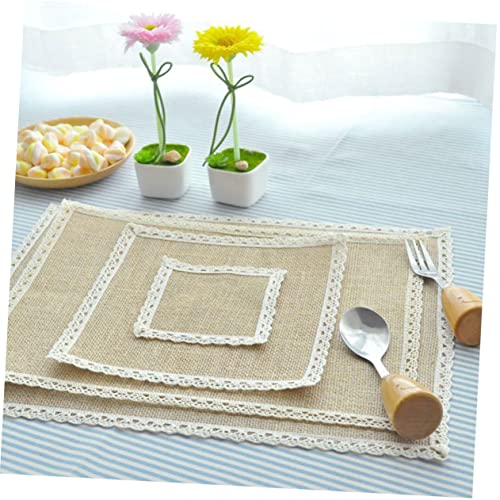 BESPORTBLE 5pcs Dining Room Table Decor Wedding Decoration Table Placemats Coffee Cup Mat Macrame Decor Cup Coasters for Table Burlap Placemat Coaster Pad Lace Tableware Decorate Jute Coffee