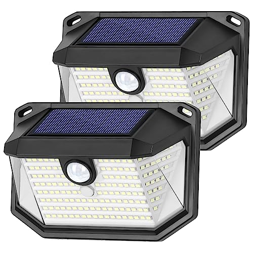 Solar Outdoor Wall Light, 2-Pack Super Bright 178 LEDs Motion Sensor Security Light with 270° Wide Angle & 3 Modes, Waterproof Solar Powered Wall Light for Patio Garden Garage Front Door