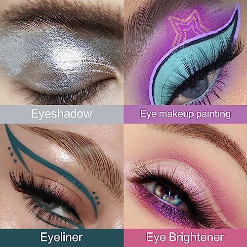 UCANBE 6pcs Metallic Liquid Eyeliner Makeup Set, Shimmer Colored Blue Purple Silver Orange Green Pink Glitter High-Pigmented Colorful Eye makeup, Longwearing Eye Liner Makeup Kit for Starters