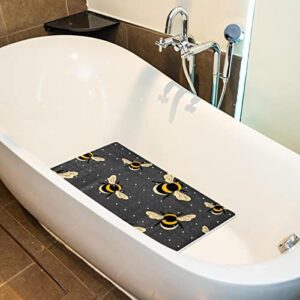 Non-Slip Bathtub Mats Cute Bumble Bee on Grey Background Prints Soft Bath Tub Bathroom Shower Mat for Baby and Adults, Machine Washable